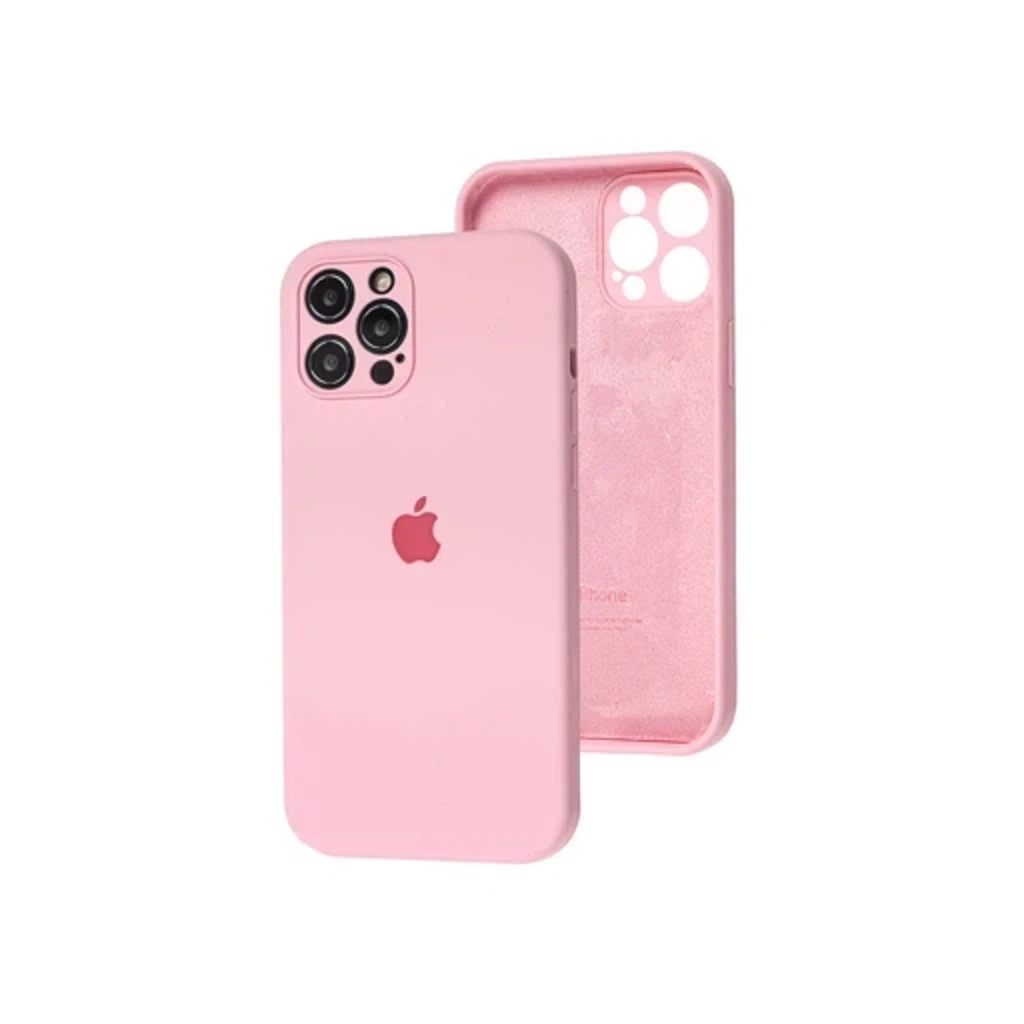 Чехол Silicone Case с закрытым низом и защитой камеры для Iphone 12 Pro (Квадратные грани)